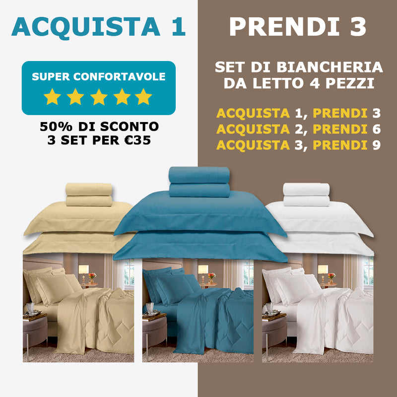 Dream House Set di Biancheria da Letto 4 Pezzi 400 Fili - 🔥 Offerta Speciale🔥 ACQUISTA 1, PRENDI 3